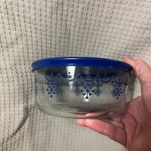 Blue and Clear Glass Bowl with Lid